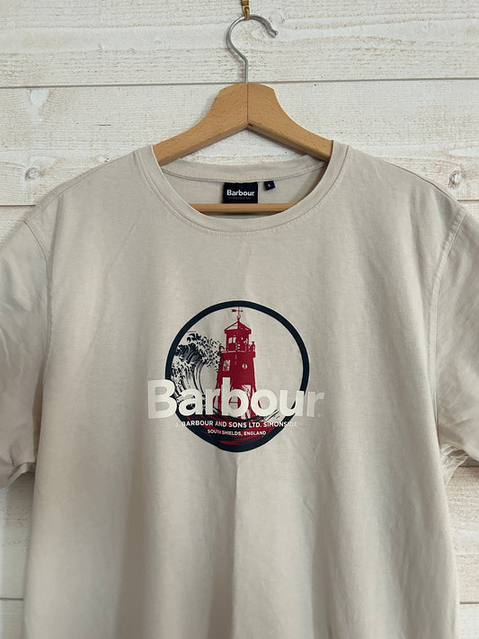 T-shirt Graphic Phare "Lighthouse" • BARBOUR • Taille L • Beige / Crème