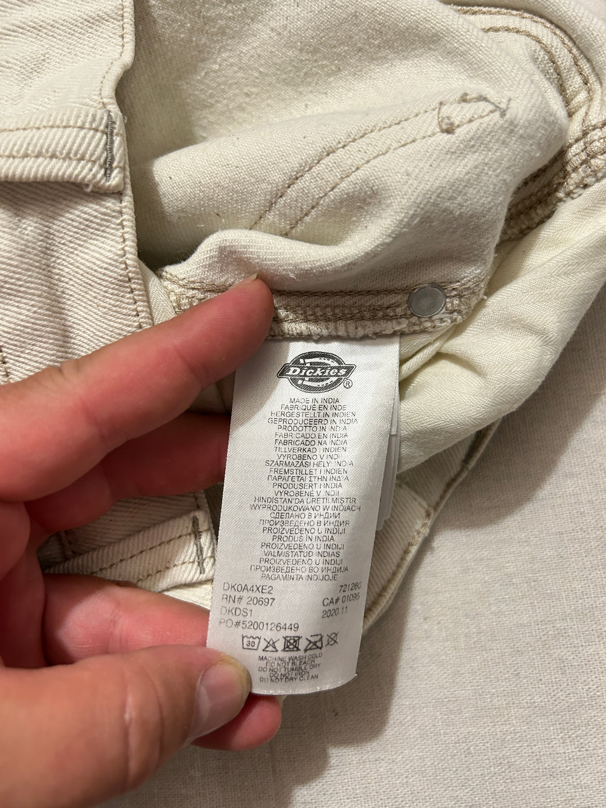 Pant Dickies – Carpenter Homme – W28 Blanc