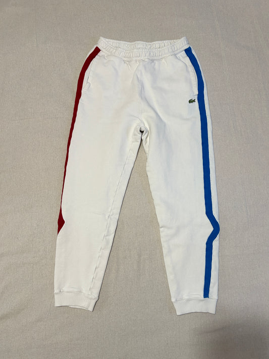 Lacoste – Jogging Homme – Taille S – Blanc Bandes Tricolores