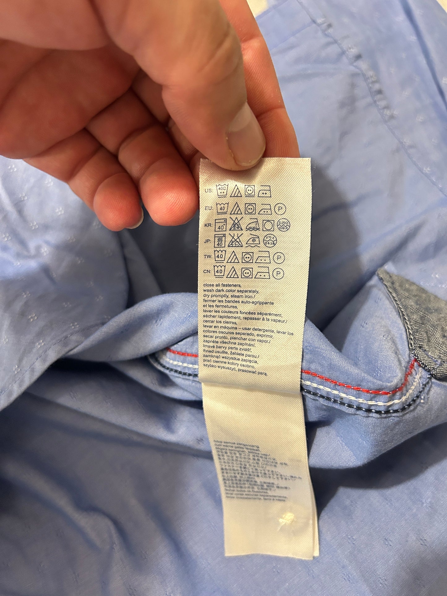 Chemise TOMMY HILFIGER Taille S (Regular Fit) • Bleu Ciel / Motif Micro-Carreaux