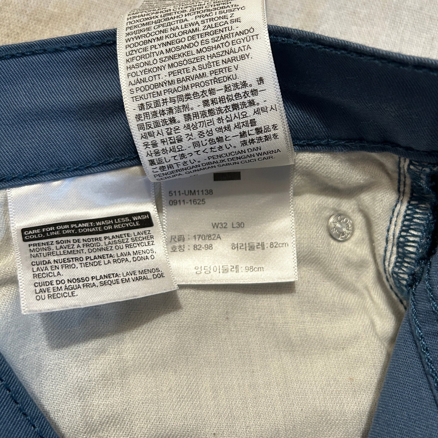 Pantalon Chino Levi's 511 Homme – Coupe Slim – Bleu – W32 L30