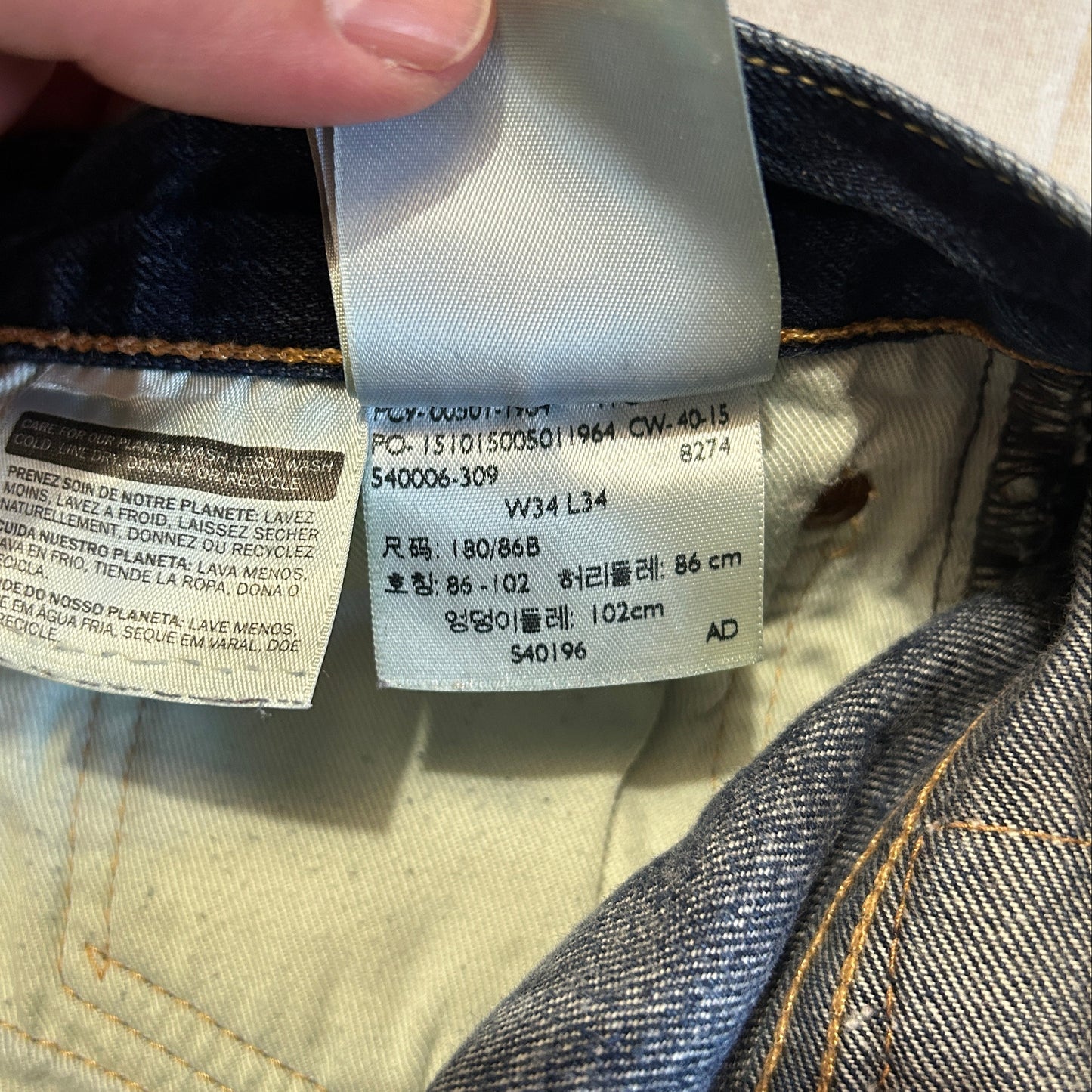 Jean Levi's 501 Homme – Coupe Droite – Bleu Marine – W34 L34