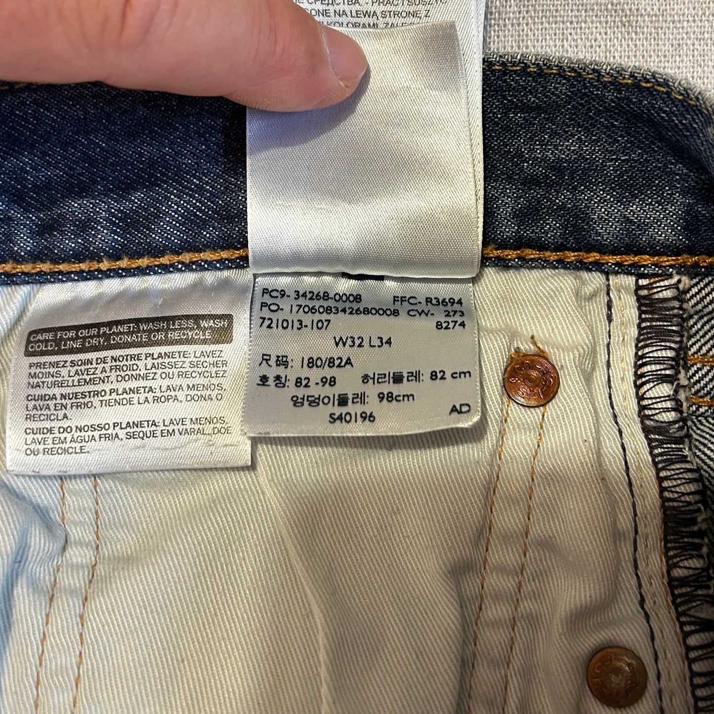 Jean Levi's 501 S Homme – Coupe Droite – Bleu Marine – W32 L34