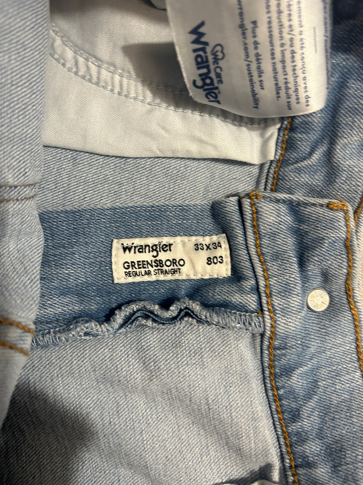 Jean Wrangler Greensboro Homme – Coupe Droite Regular – Bleu Clair – W33 L34