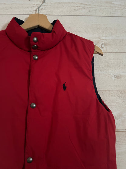 Doudoune Ralph Lauren Sans Manche Réversible – Taille S (XL Jeune) – Marine/Rouge