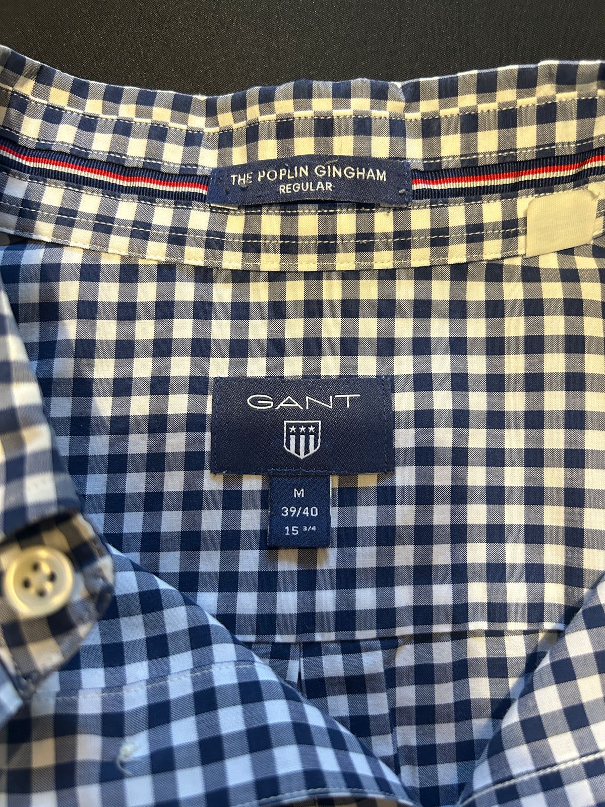 Chemise Gant The Poplin Gingham – Coupe Regular – Bleu marine et blanc – M