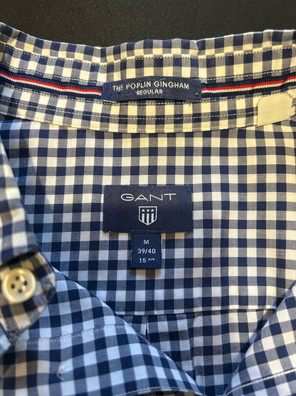 Chemise Gant The Poplin Gingham – Coupe Regular – Bleu marine et blanc – M