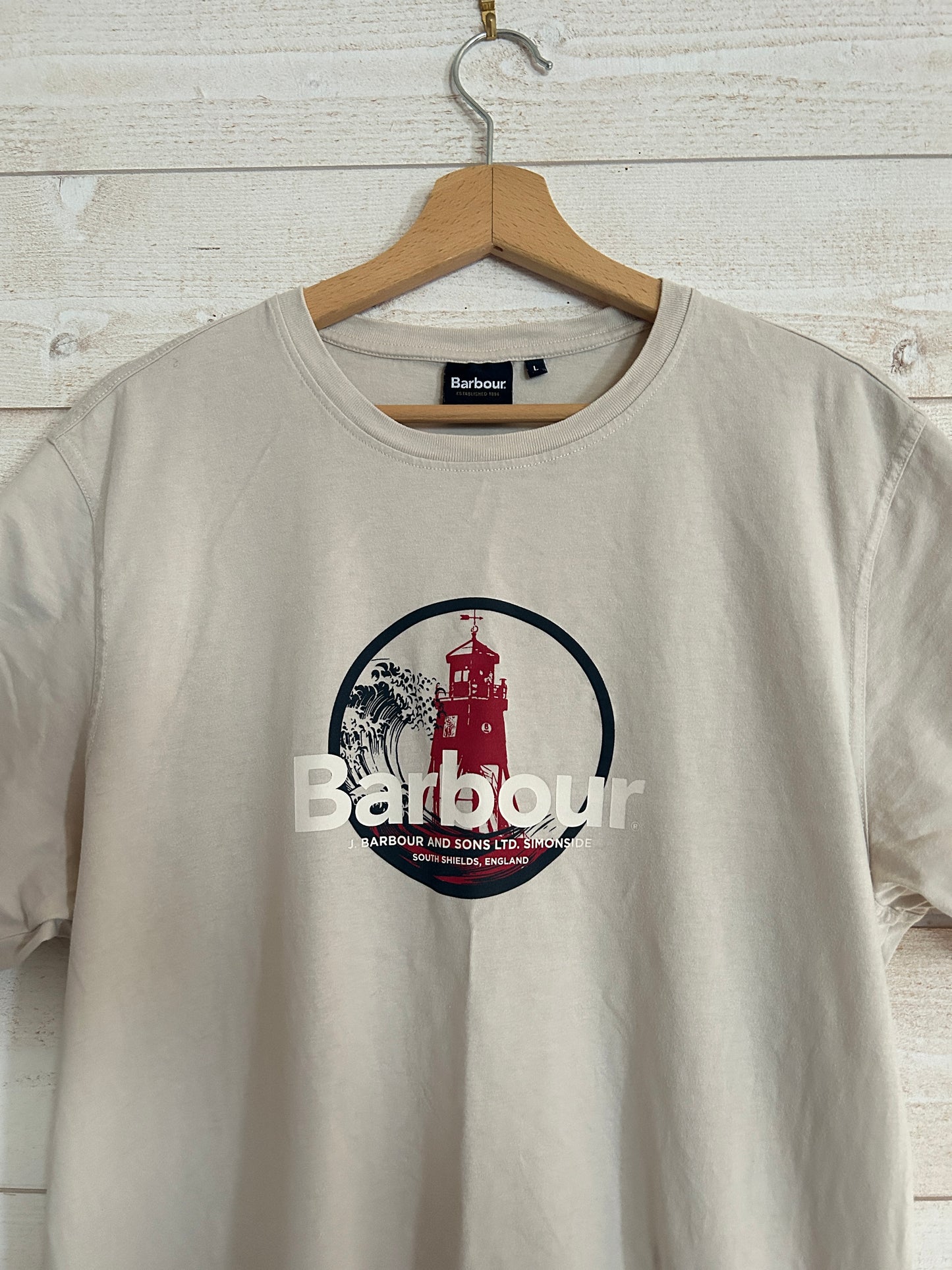 T-shirt Graphic Phare "Lighthouse" • BARBOUR • Taille L • Beige / Crème