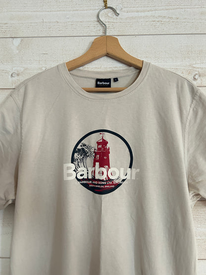 T-shirt Graphic Phare "Lighthouse" • BARBOUR • Taille L • Beige / Crème
