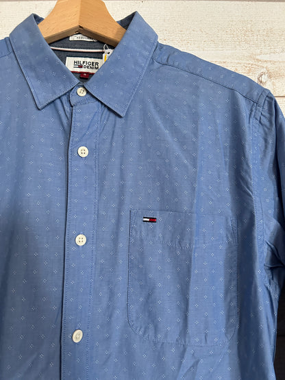 Chemise TOMMY HILFIGER Taille S (Regular Fit) • Bleu Ciel / Motif Micro-Carreaux