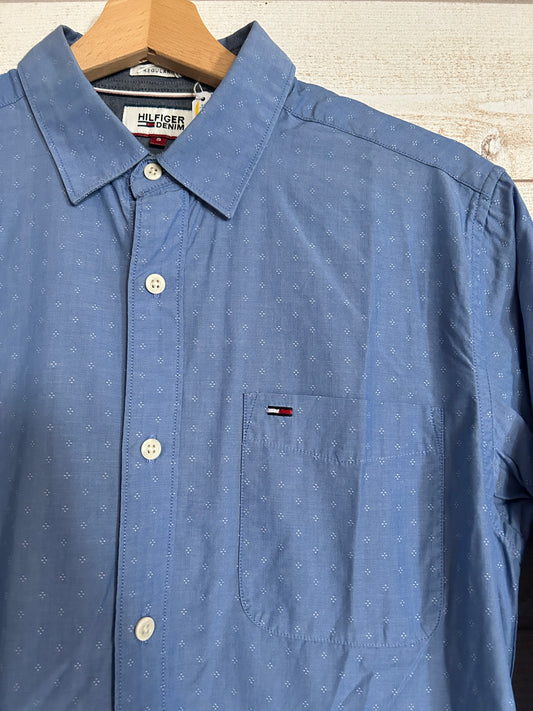 Chemise TOMMY HILFIGER Taille S (Regular Fit) • Bleu Ciel / Motif Micro-Carreaux