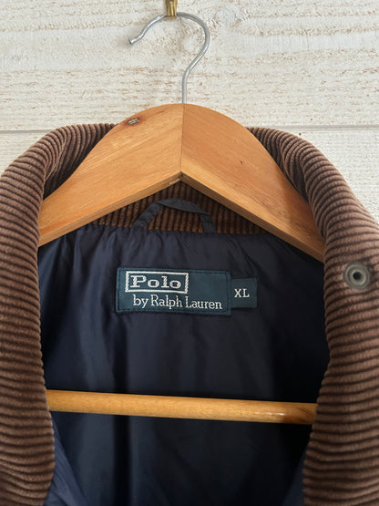 Veste matelassée Polo Ralph Lauren – Bleu marine – Col velours marron – XL