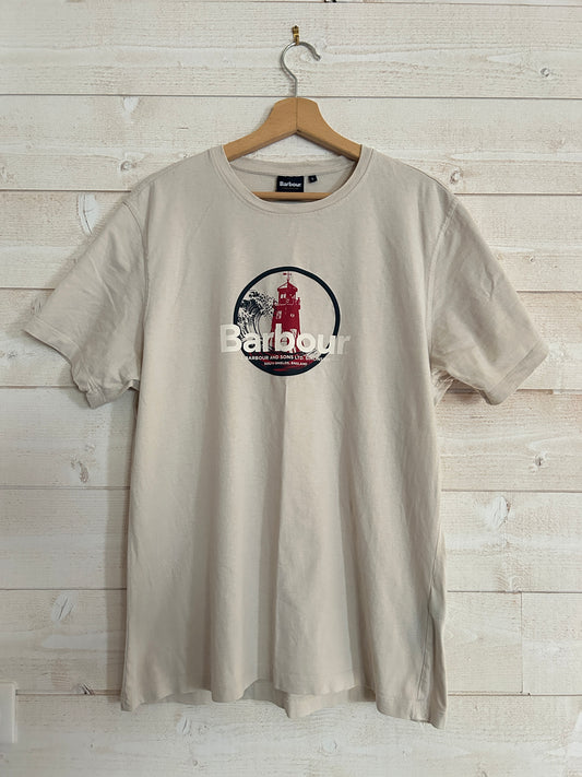 T-shirt Graphic Phare "Lighthouse" • BARBOUR • Taille L • Beige / Crème
