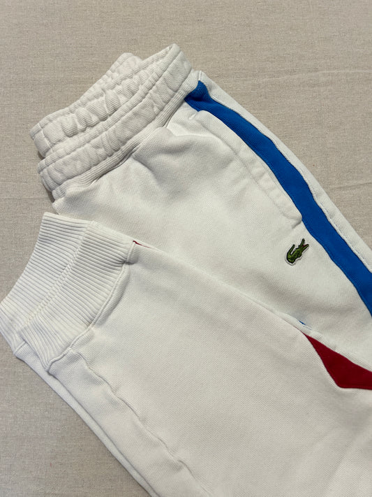 Lacoste – Jogging Homme – Taille S – Blanc Bandes Tricolores