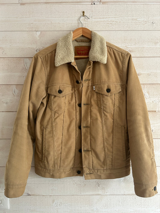 Veste Levi's Sherpa Trucker – Velours côtelé – Beige camel – S