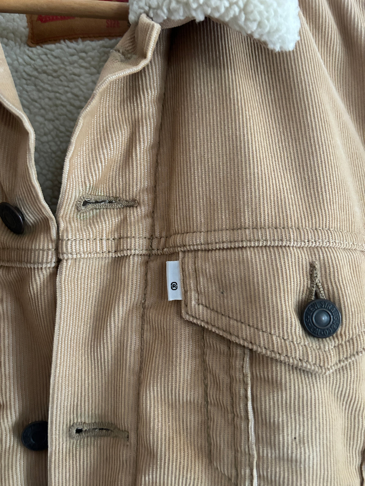 Veste Levi's Sherpa Trucker – Velours côtelé – Beige camel – S