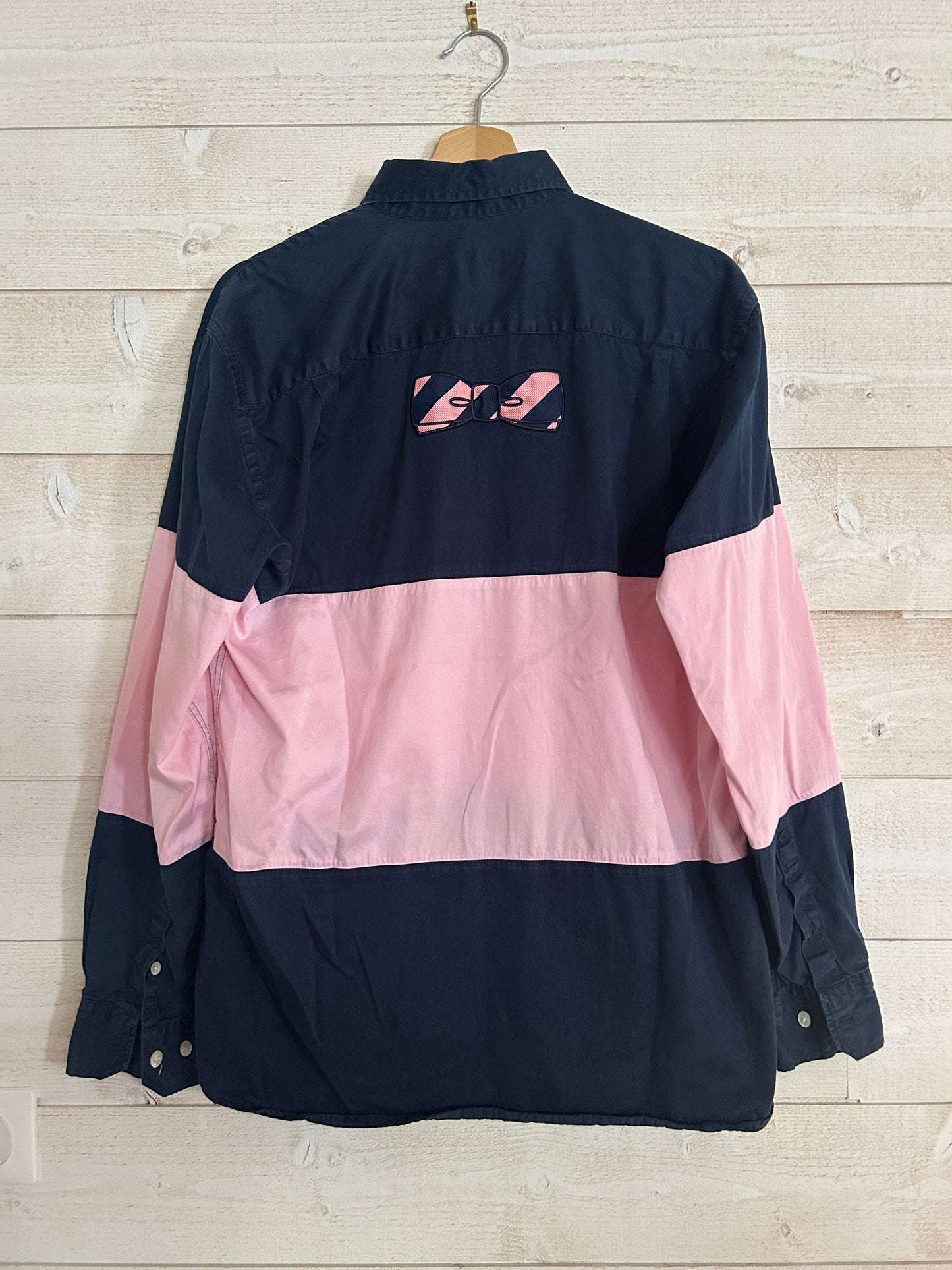 Chemise Color-Block Style Rugby • EDEN PARK Team • Taille M • Bleu Marine et Rose