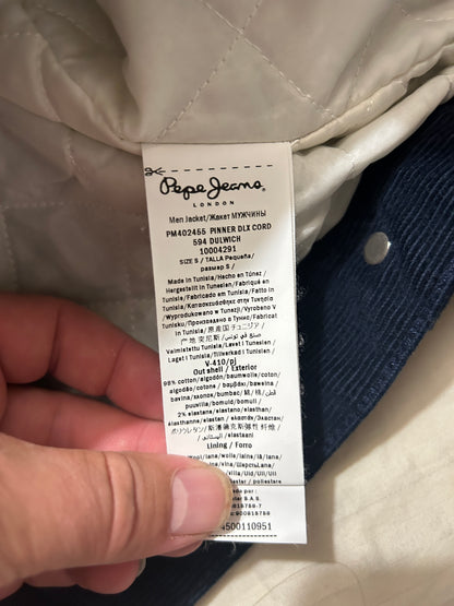 Blouson Pepe Jeans Velours Côtelé Sherpa Homme – Taille S – Bleu Marine