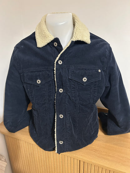 Blouson Pepe Jeans Velours Côtelé Sherpa Homme – Taille S – Bleu Marine