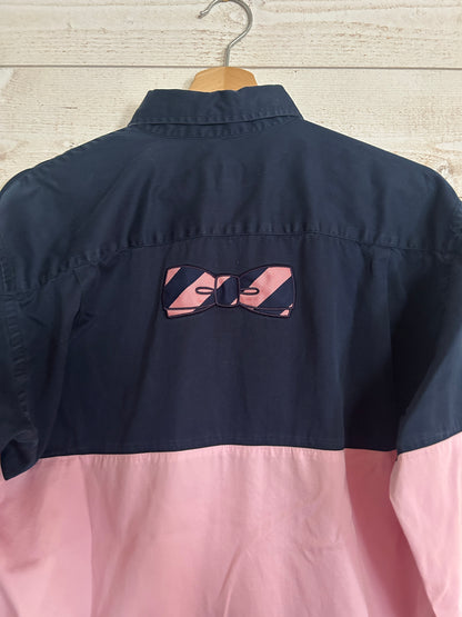 Chemise Color-Block Style Rugby • EDEN PARK Team • Taille M • Bleu Marine et Rose