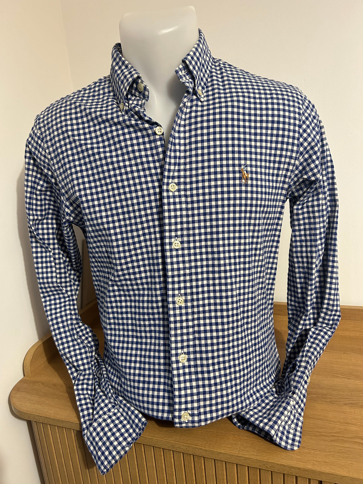 Chemise Ralph Lauren Stretch Oxford – Coupe Slim Fit – Bleu et blanc – S