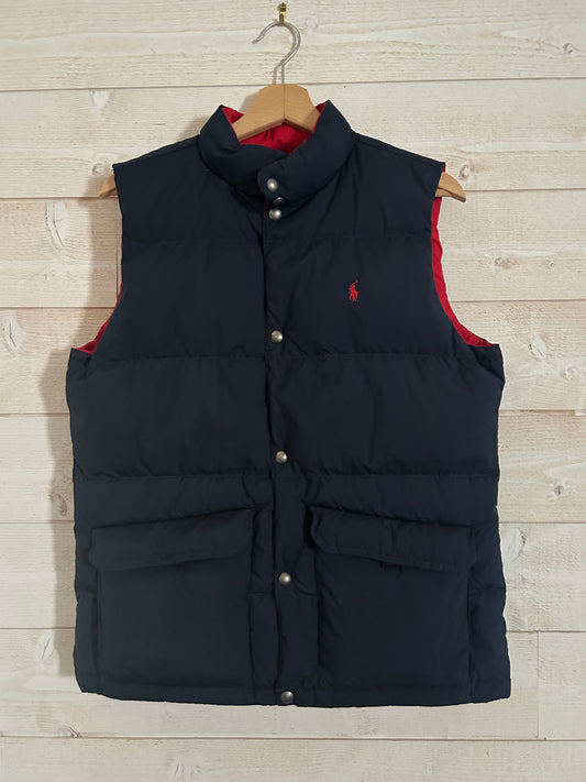 Doudoune Ralph Lauren Sans Manche Réversible – Taille S (XL Jeune) – Marine/Rouge