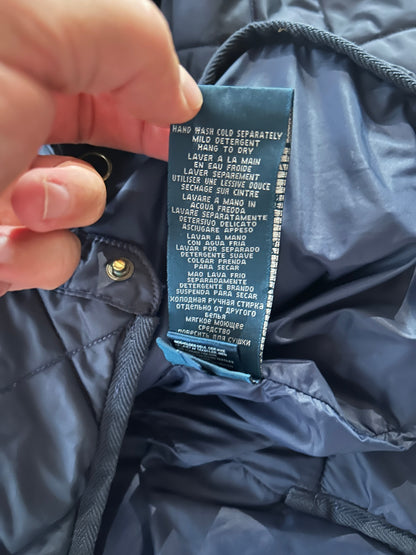 Veste matelassée Polo Ralph Lauren – Bleu marine – Col velours marron – XL