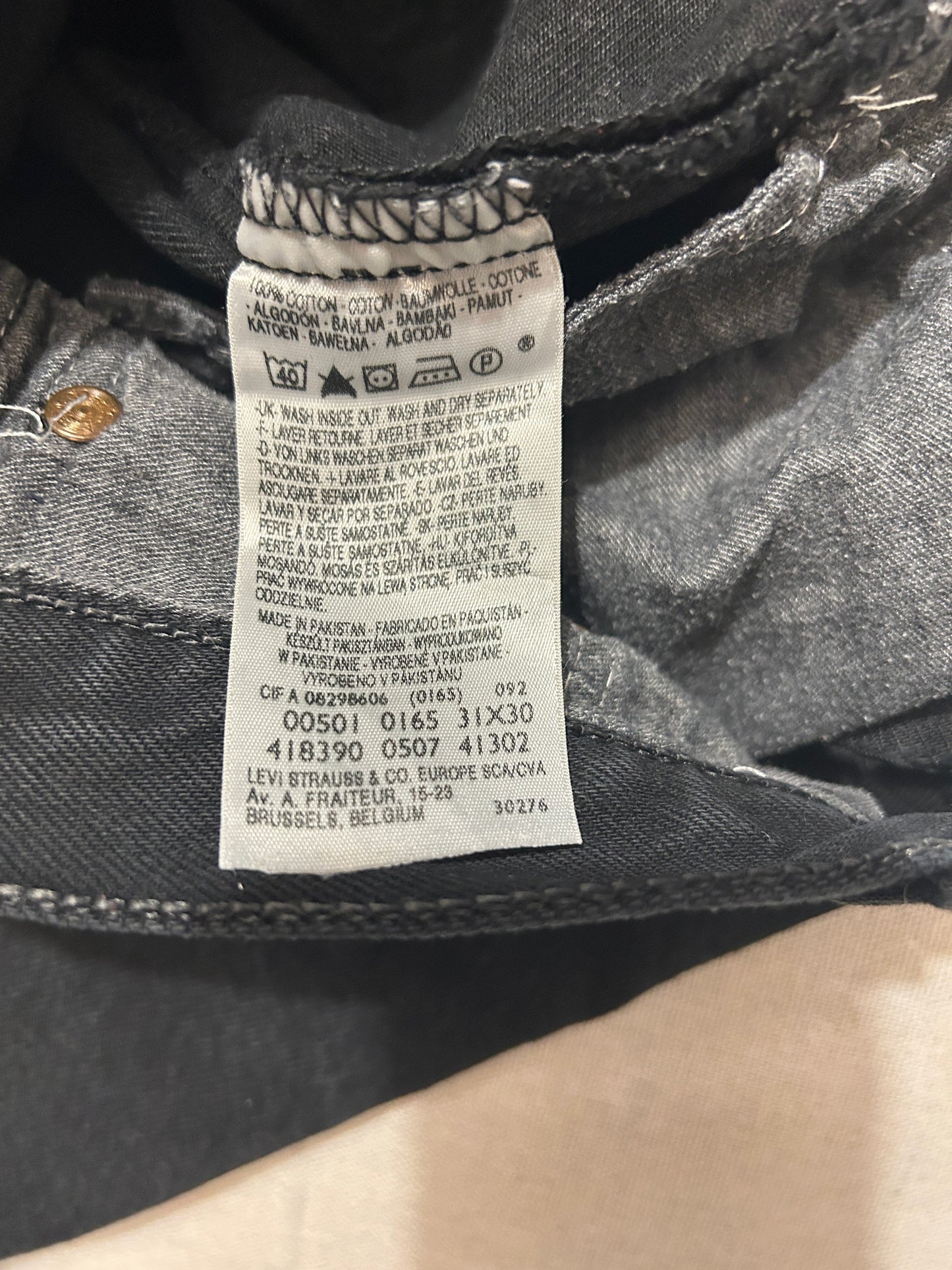 Levi's 501 – Jean Homme – W31 L30 – Noir Ourlet Franc