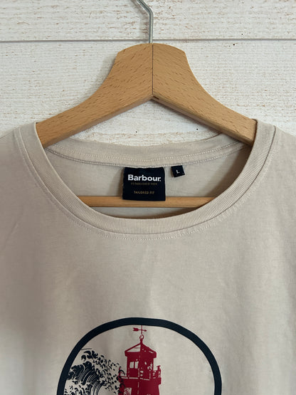 T-shirt Graphic Phare "Lighthouse" • BARBOUR • Taille L • Beige / Crème