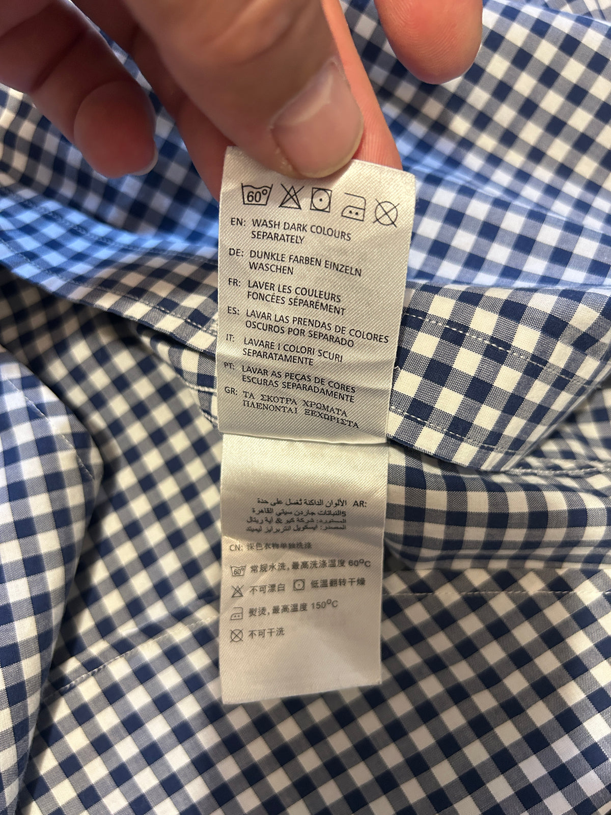 Chemise Gant The Poplin Gingham – Coupe Regular – Bleu marine et blanc – M