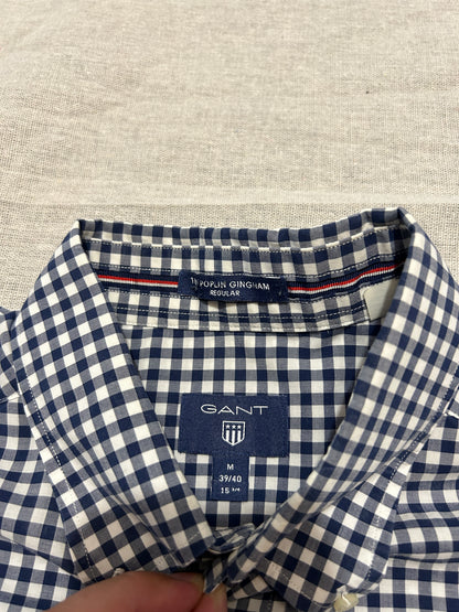 Chemise à Carreaux Vichy Bleu Marine Gant – Coupe Regular – Taille M – Occasion