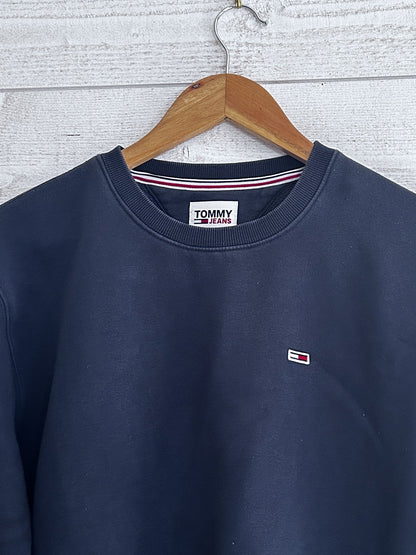 Sweat Col Rond Bleu Marine Tommy Hilfiger (Tommy Jeans) – Taille S – Occasion