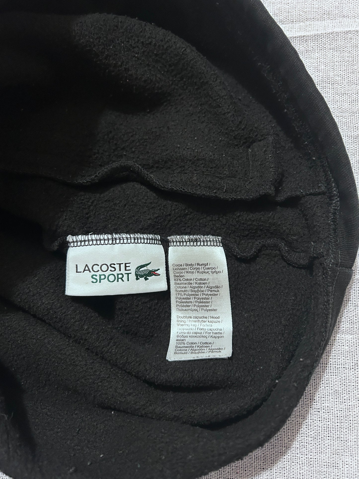 Veste Zippée à Capuche Noire Lacoste Sport Homme – Taille S – Style Novak Djokovic – Occasion
