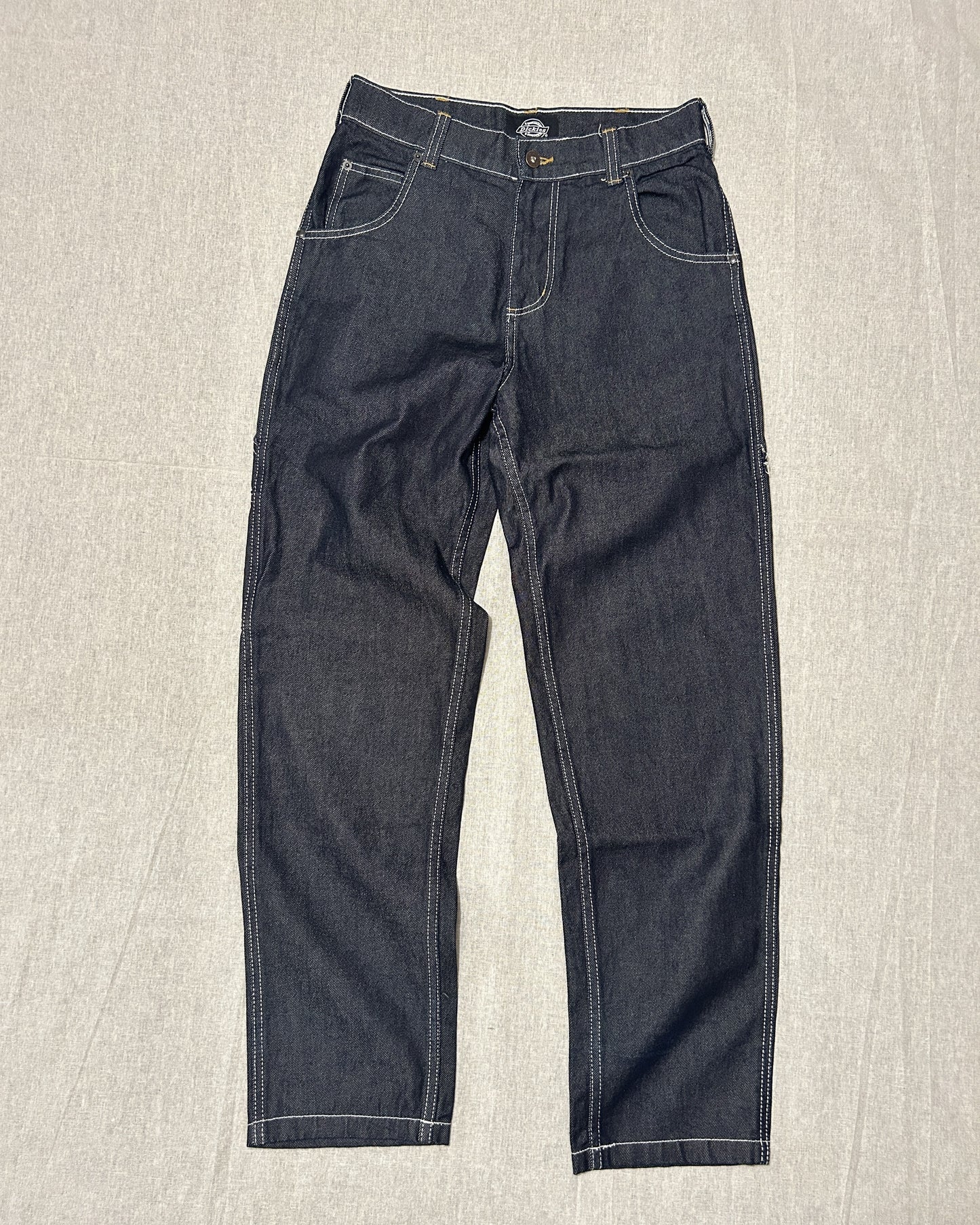 Pantalon Carpenter Dickies en Denim Brut Surpiqûres Blanc – Taille W28/L30 – Occasion