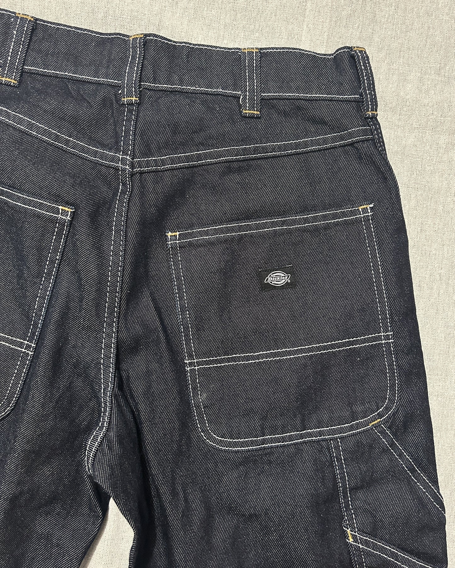 Pantalon Carpenter Dickies en Denim Brut Surpiqûres Blanc – Taille W28/L30 – Occasion