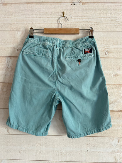 Short Chino Élastique • SUPERDRY Sun Scorched • Taille 28W (S) • Bleu Turquoise / Vert Menthe
