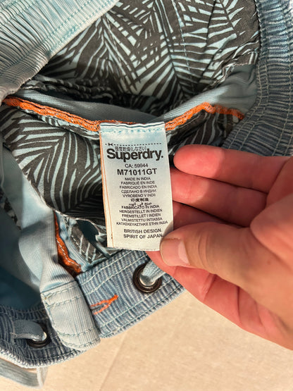 Short Chino Élastique • SUPERDRY Sun Scorched • Taille 28W (S) • Bleu Turquoise / Vert Menthe