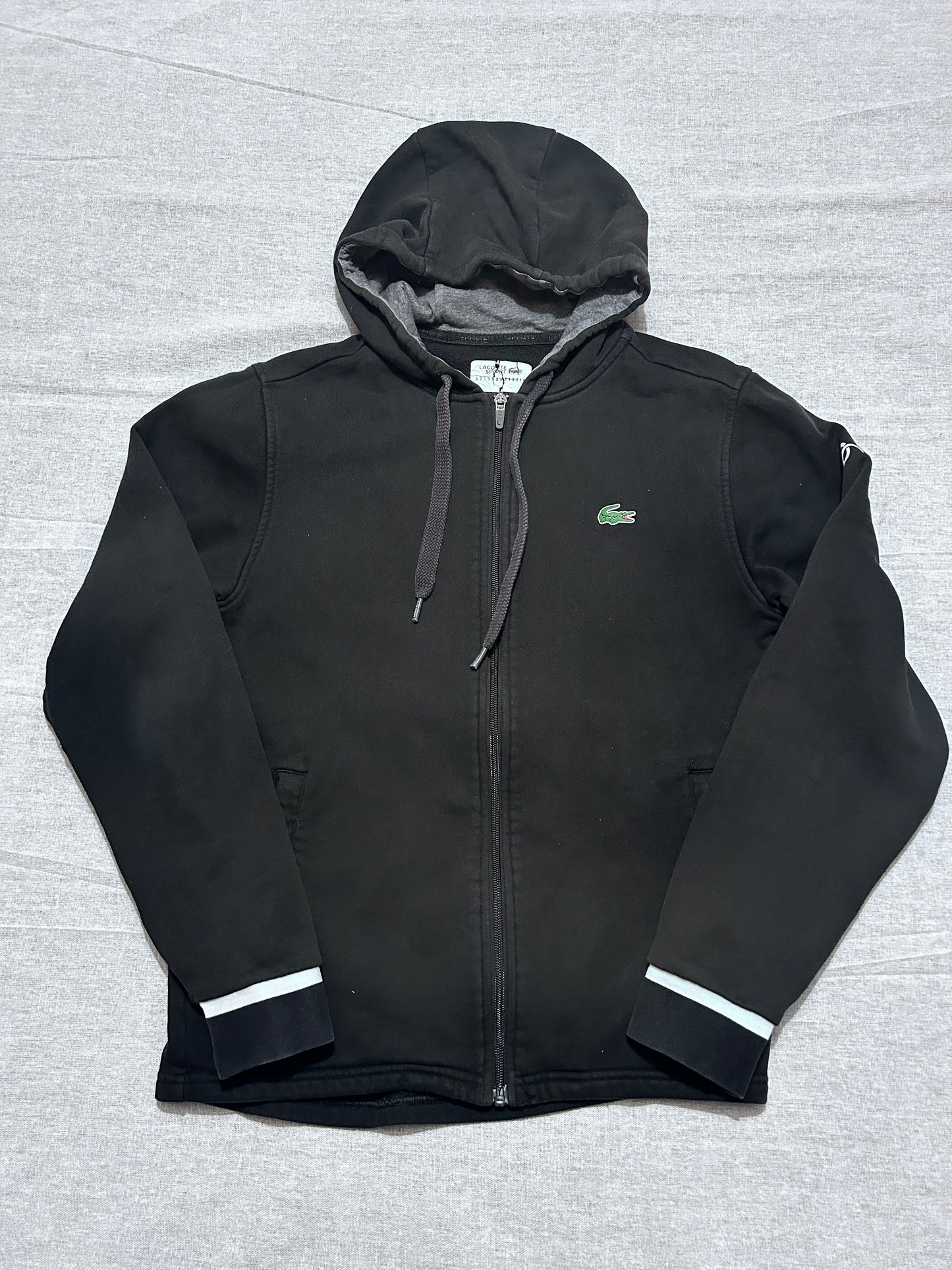 Veste Zippée à Capuche Noire Lacoste Sport Homme – Taille S – Style Novak Djokovic – Occasion