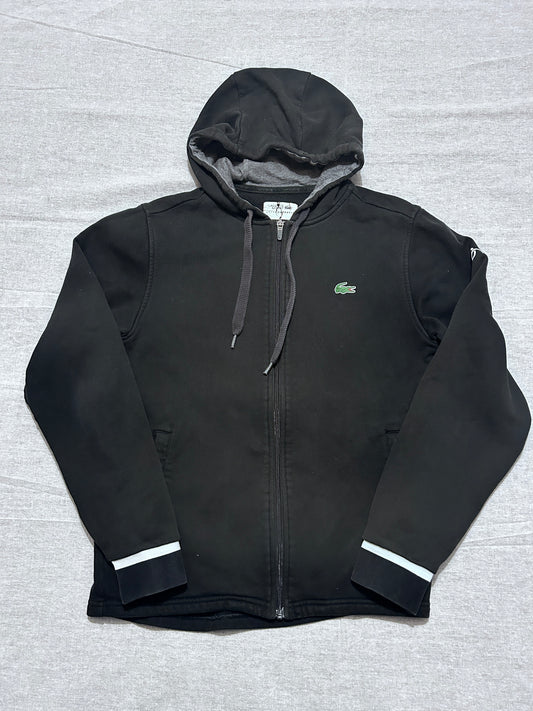 Veste Zippée à Capuche Noire Lacoste Sport Homme – Taille S – Style Novak Djokovic – Occasion